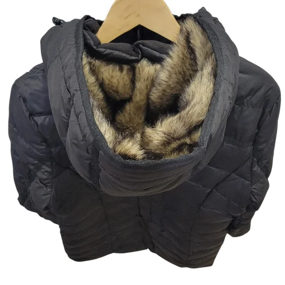 Denver Hayes Lightweight Puffer Jacket Black Hooded Winter Warm Women’s Large - Picture 11 of 17